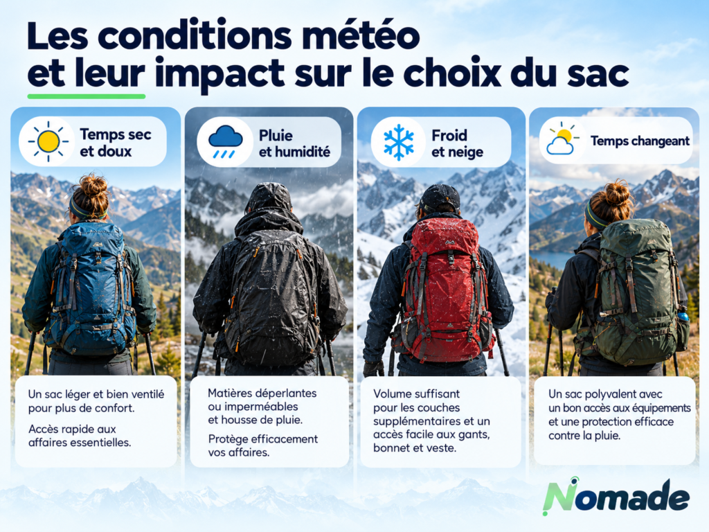 Illustration des critères pour choisir le volume d'un sac à dos de randonnée