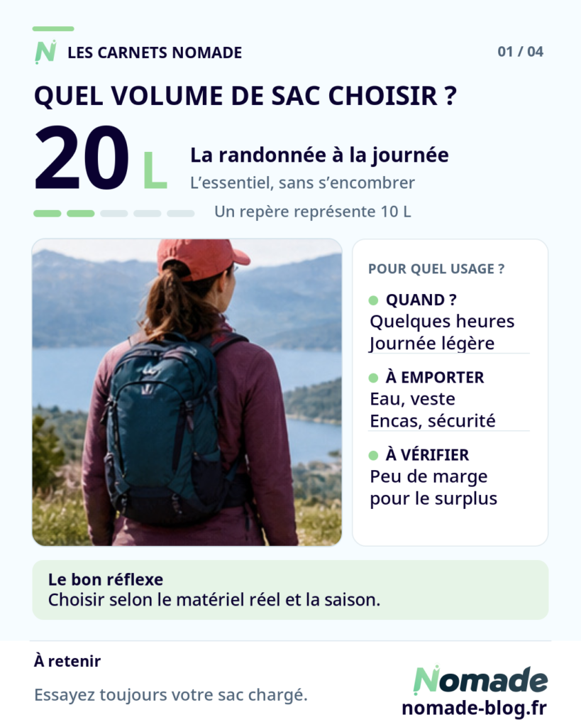 Sac à dos de randonnée de 20 litres pour une sortie à la journée